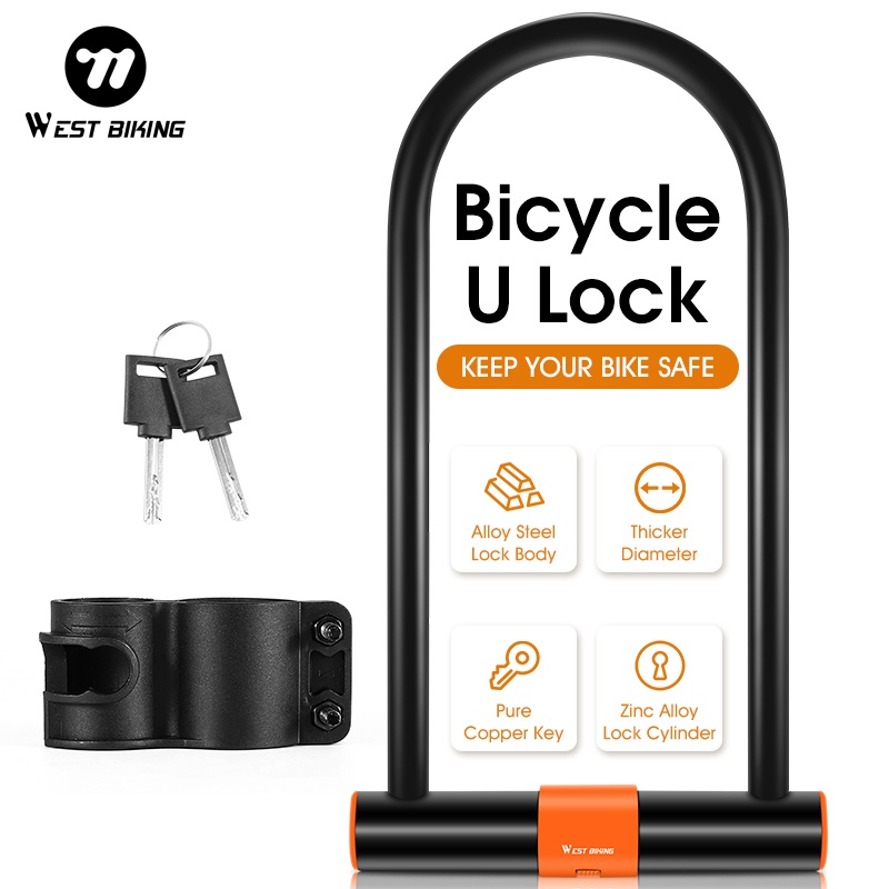 U Lock Heavy Duty - WEST BIKING Double Opening U Bicycle